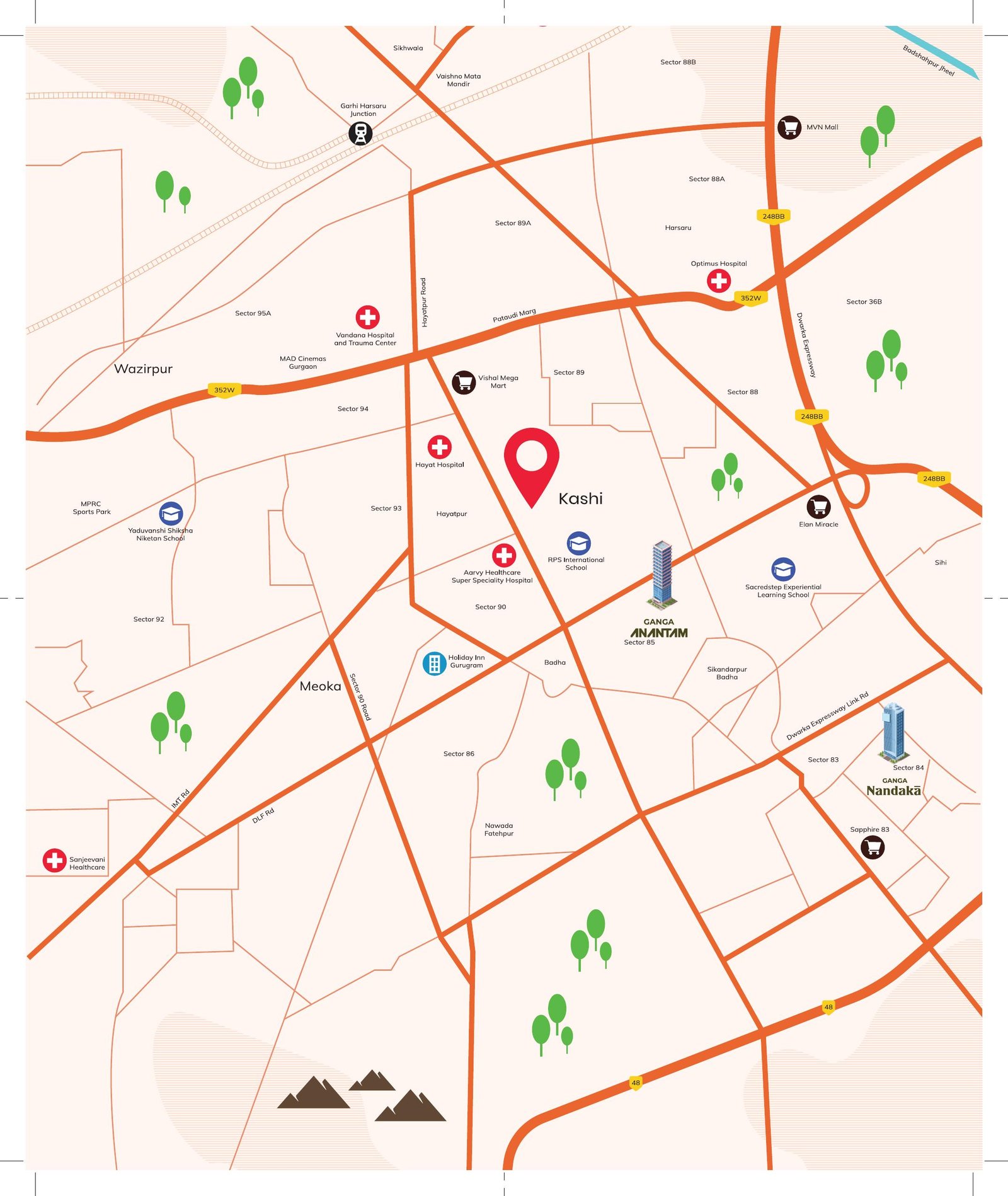 Kashi location map, Sector 89